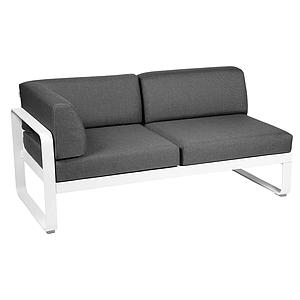 Module d'angle gauche 2 places BELLEVIE Fermob blanc coton-Gris graphite
