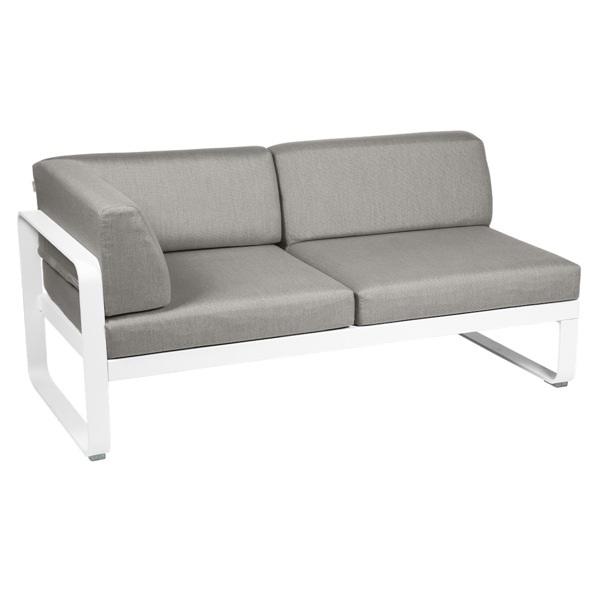Module d'angle gauche 2 places BELLEVIE Fermob blanc coton-taupe grisé