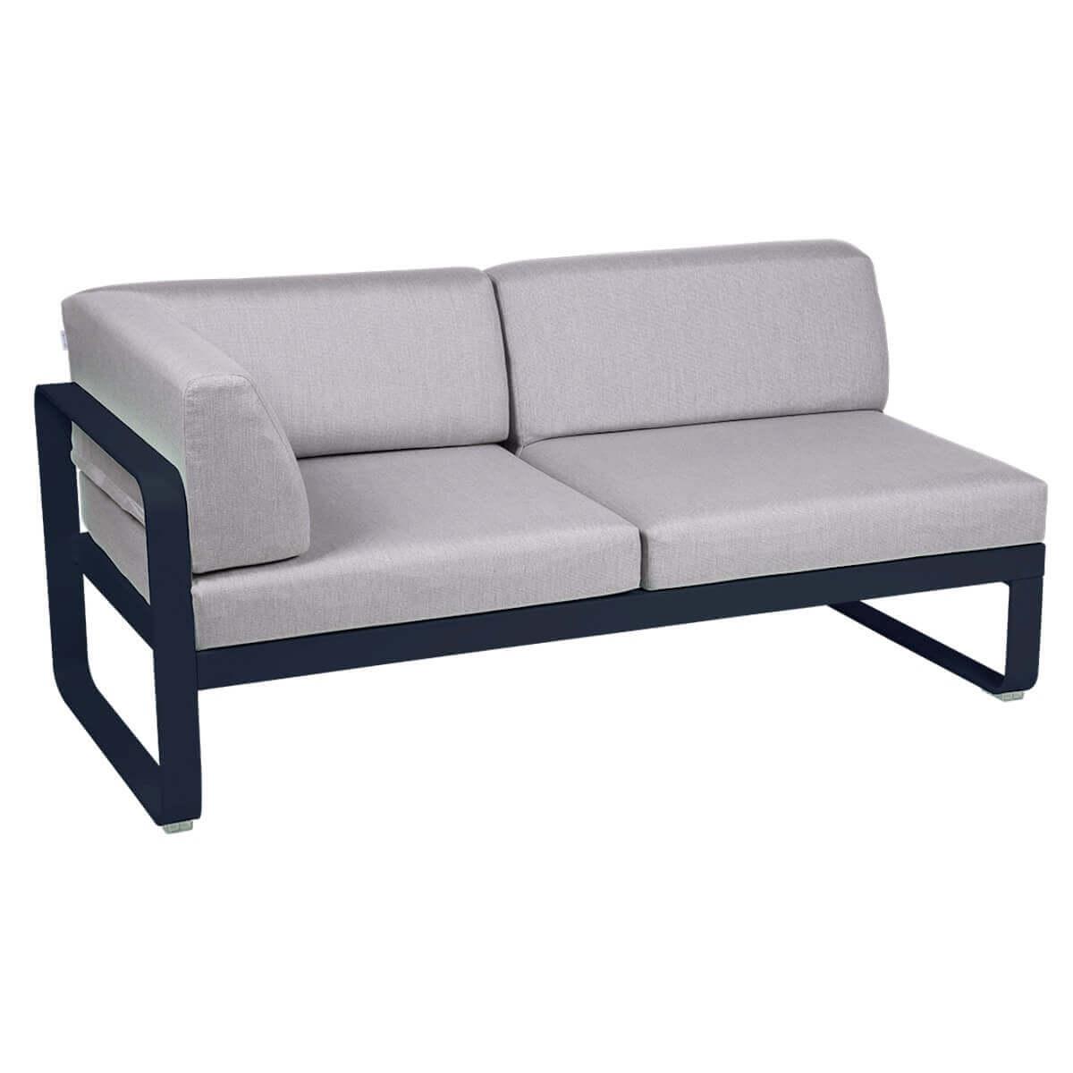 Module d'angle gauche 2 places BELLEVIE Fermob bleu abysse-Gris flanelle