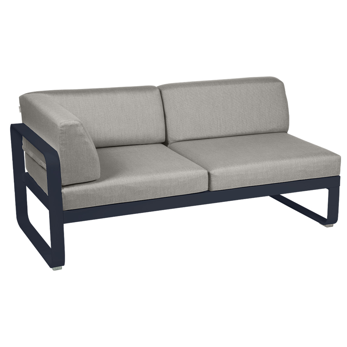 Module d'angle gauche 2 places BELLEVIE Fermob bleu abysse-taupe grisé