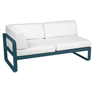 Module d'angle gauche 2 places BELLEVIE Fermob bleu acapulco-Blanc grisé