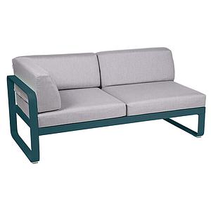 Module d'angle gauche 2 places BELLEVIE Fermob bleu acapulco-Gris flanelle