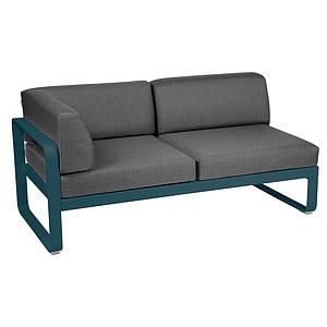 Module d'angle gauche 2 places BELLEVIE Fermob bleu acapulco-Gris graphite