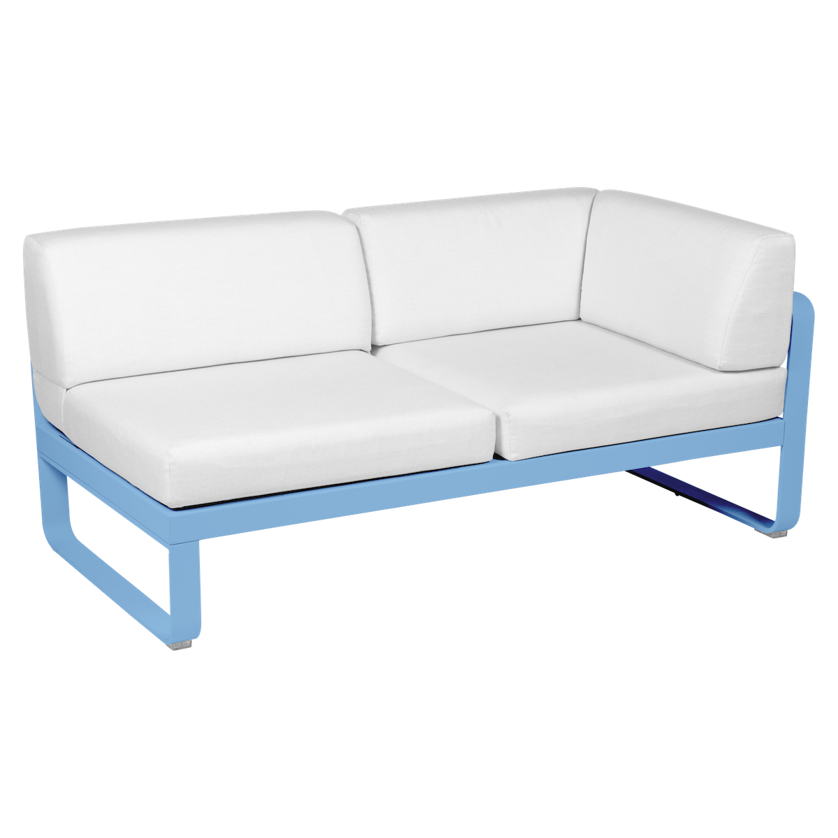 Module d'angle gauche 2 places BELLEVIE Fermob bleu maya-blanc grisé