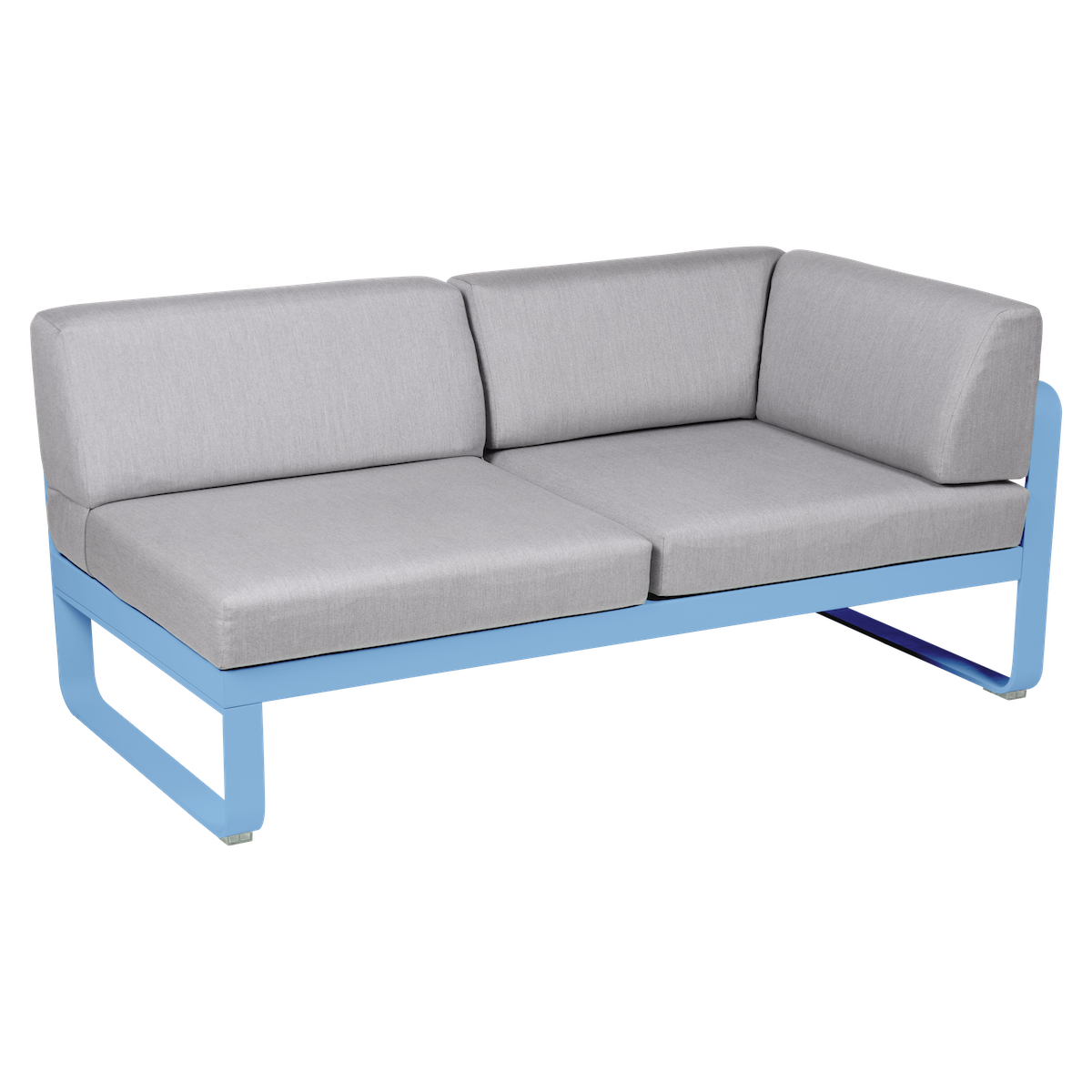 Module d'angle gauche 2 places BELLEVIE Fermob bleu maya-gris flanelle 