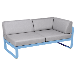 Module d'angle gauche 2 places BELLEVIE Fermob bleu maya-gris flanelle 