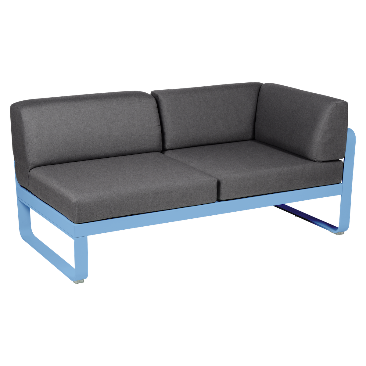 Module d'angle gauche 2 places BELLEVIE Fermob bleu maya-gris graphite
