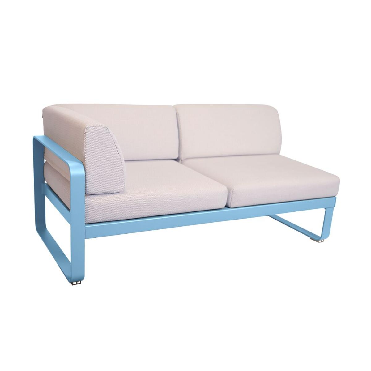 Module d'angle gauche 2 places BELLEVIE Fermob bleu maya-perle 