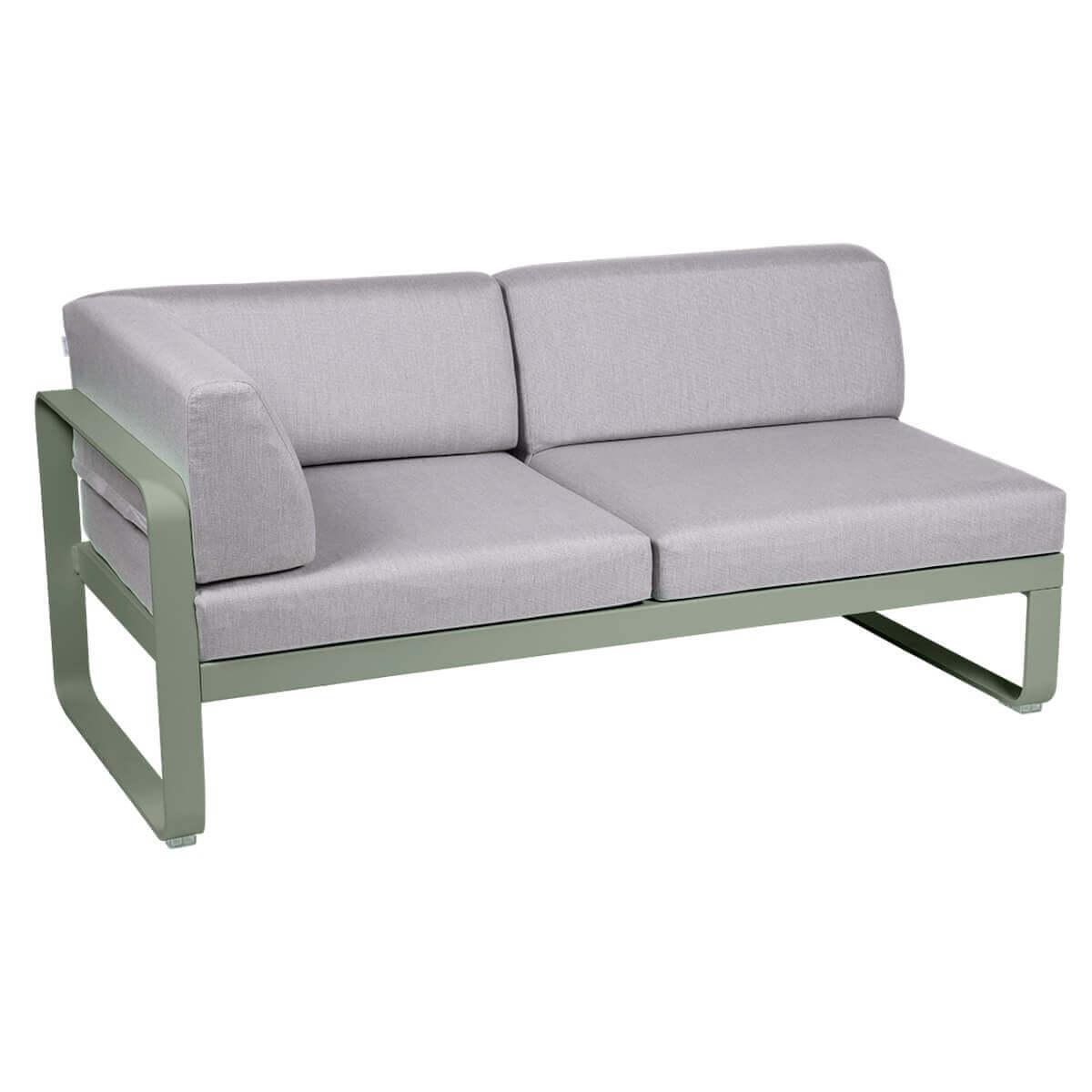 Module d'angle gauche 2 places BELLEVIE Fermob cactus-Gris flanelle