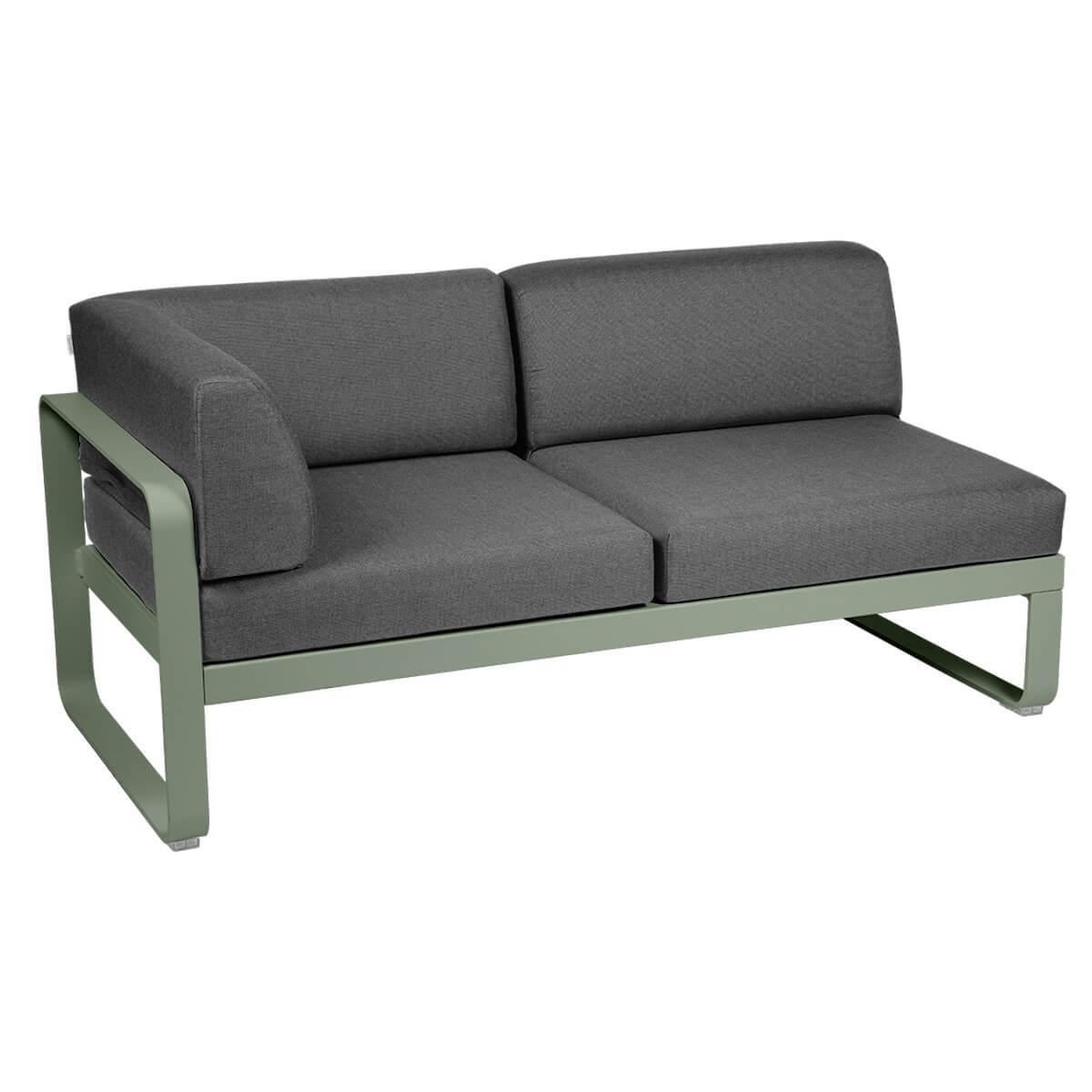 Module d'angle gauche 2 places BELLEVIE Fermob cactus-Gris graphite