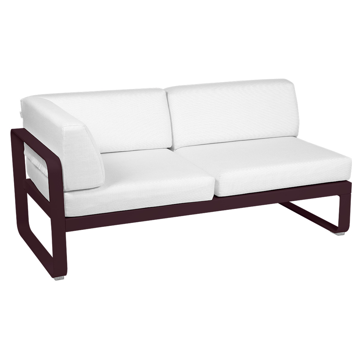 Module d'angle gauche 2 places BELLEVIE Fermob cerise noire-blanc grisé