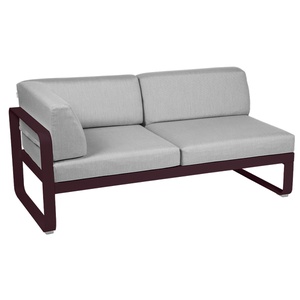 Module d'angle gauche 2 places BELLEVIE Fermob cerise noire-gris flanelle