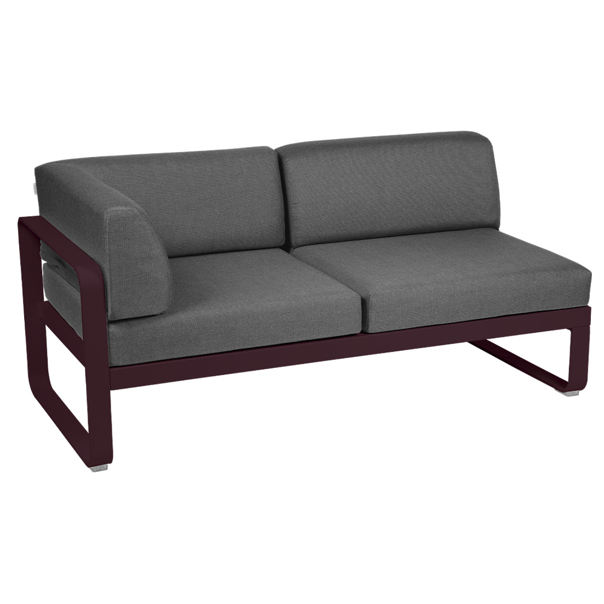 Module d'angle gauche 2 places BELLEVIE Fermob cerise noire-gris graphite