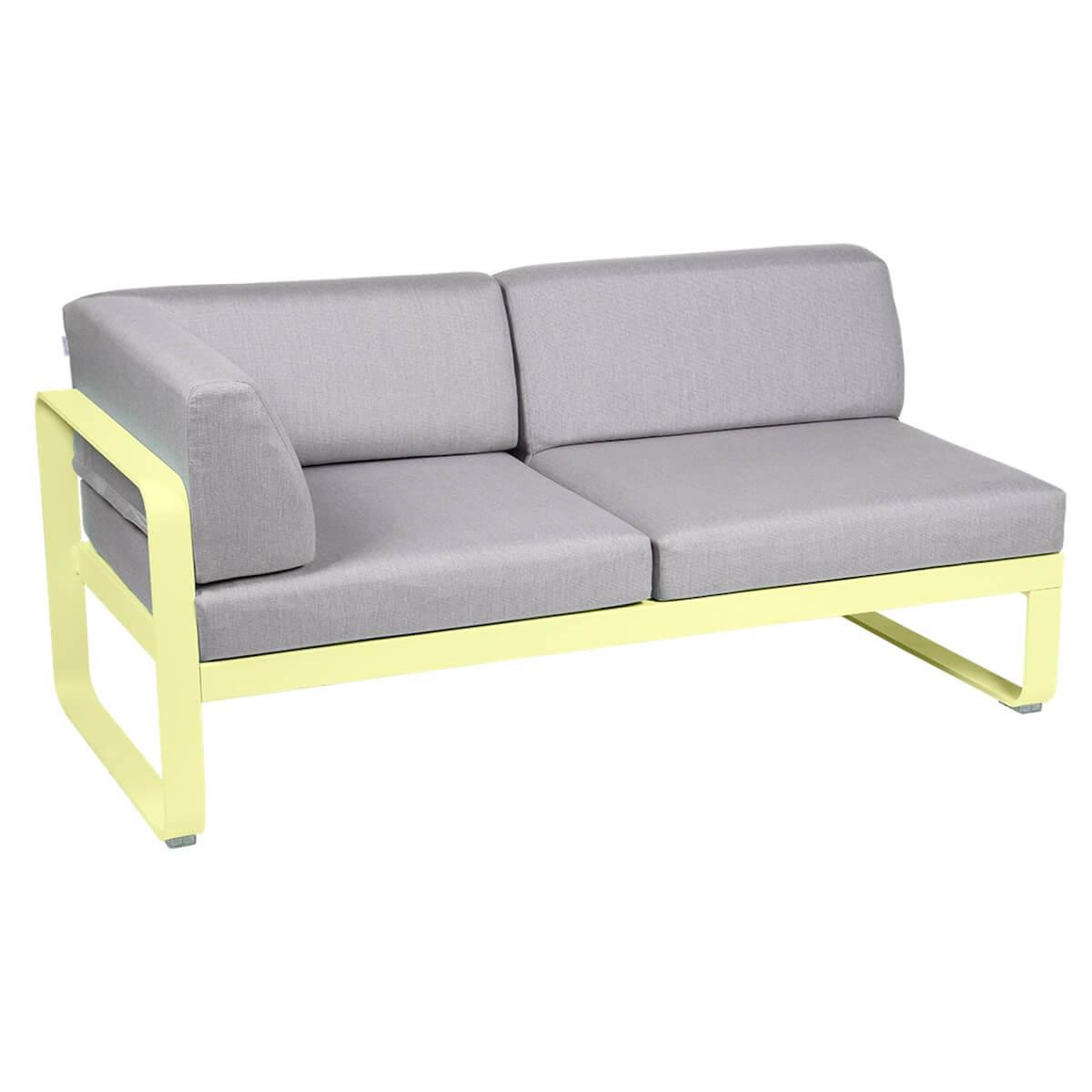 Module d'angle gauche 2 places BELLEVIE Fermob citron givré-Gris flanelle
