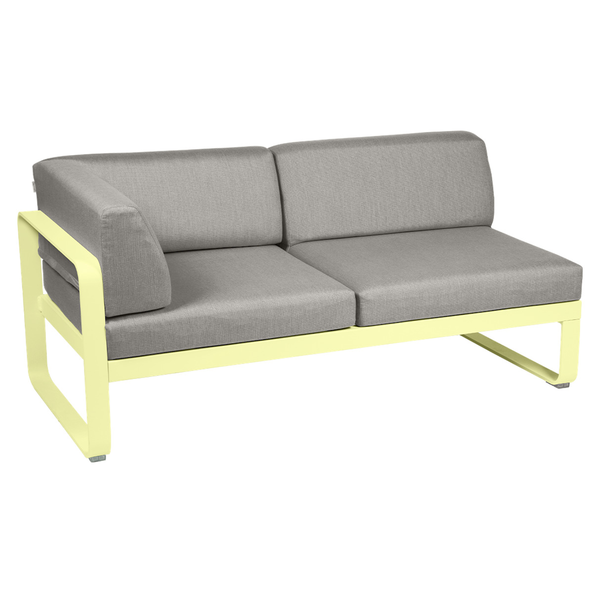 Module d'angle gauche 2 places BELLEVIE Fermob citron givré-taupe grisé