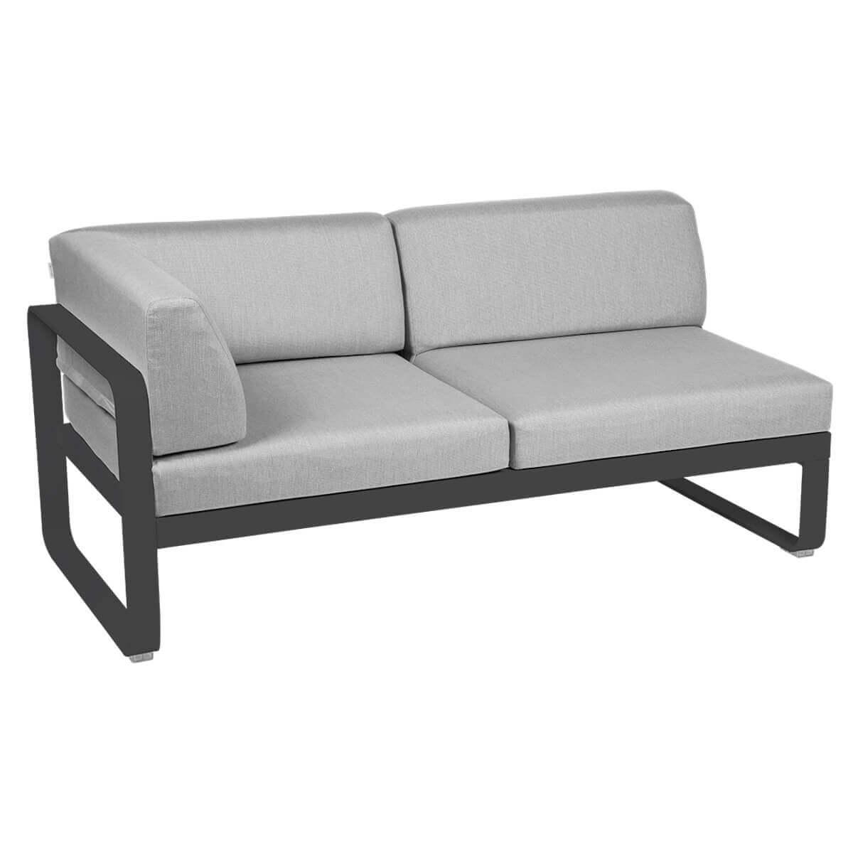Module d'angle gauche 2 places BELLEVIE Fermob gris carbone-Gris flanelle