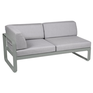 Module d'angle gauche 2 places BELLEVIE Fermob gris lapilli-gris flanelle