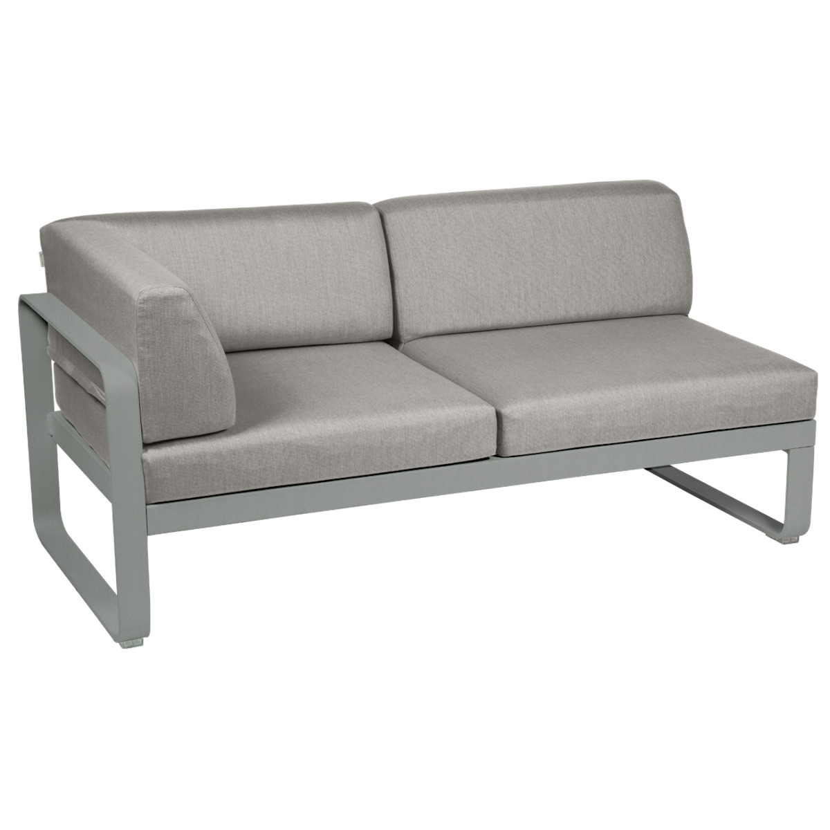 Module d'angle gauche 2 places BELLEVIE Fermob gris lapilli-taupe grisé
