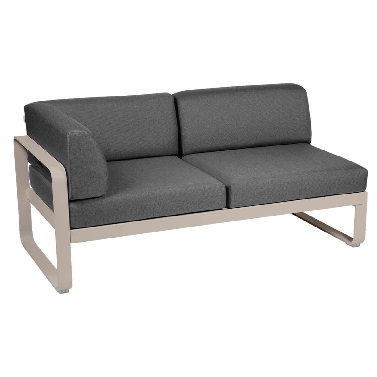 Module d'angle gauche 2 places BELLEVIE Fermob muscade-Gris graphite