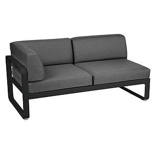 Module d'angle gauche 2 places BELLEVIE Fermob noir réglisse-Gris graphite