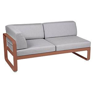 Module d'angle gauche 2 places BELLEVIE Fermob ocre rouge-Gris flanelle