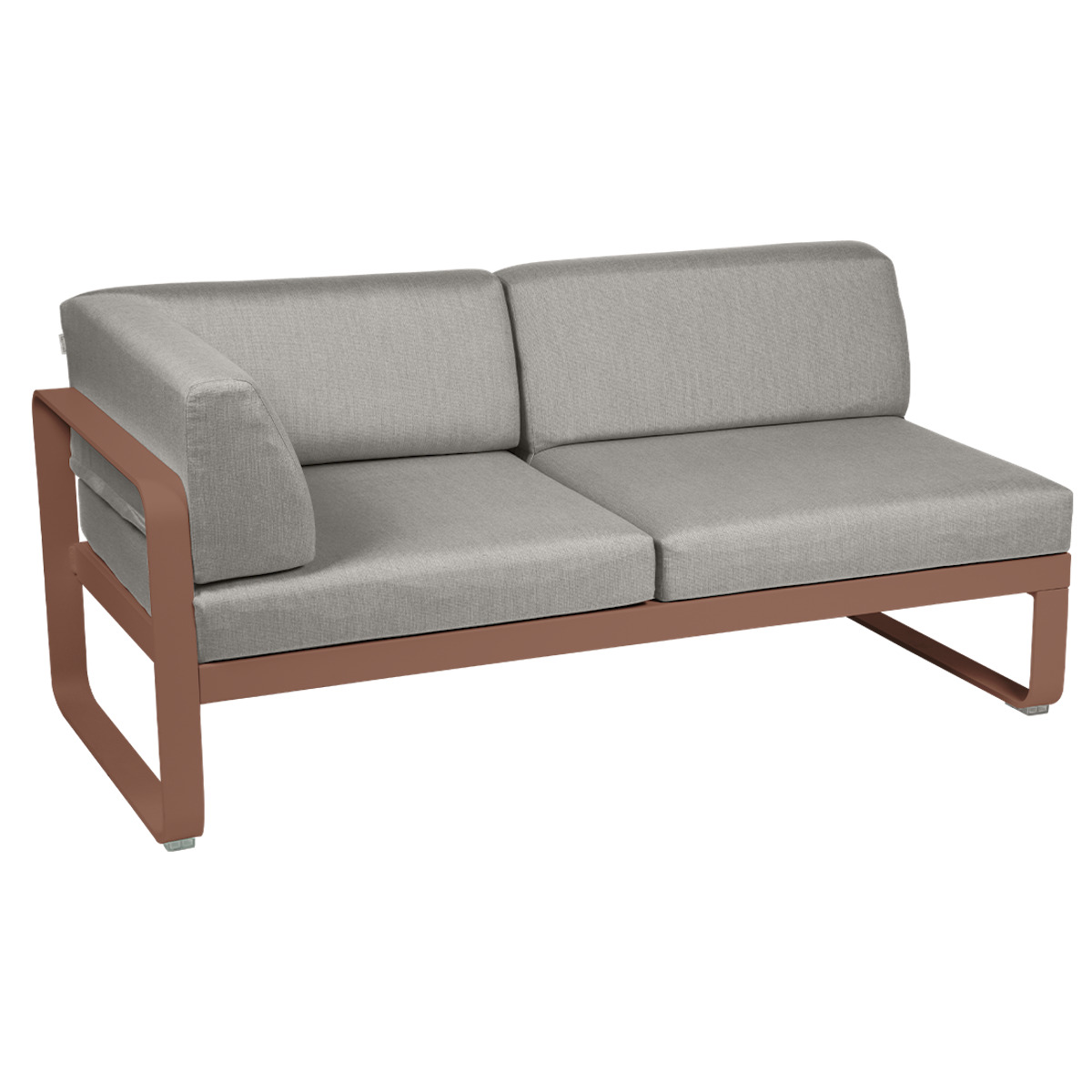 Module d'angle gauche 2 places BELLEVIE Fermob ocre rouge-taupe grisé