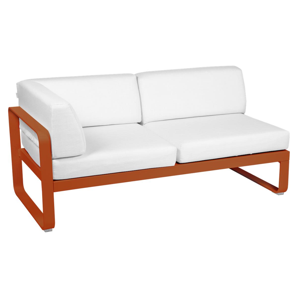 Module d'angle gauche 2 places BELLEVIE Fermob orange confite-Blanc grisé