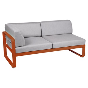 Module d'angle gauche 2 places BELLEVIE Fermob orange confite-gris flanelle