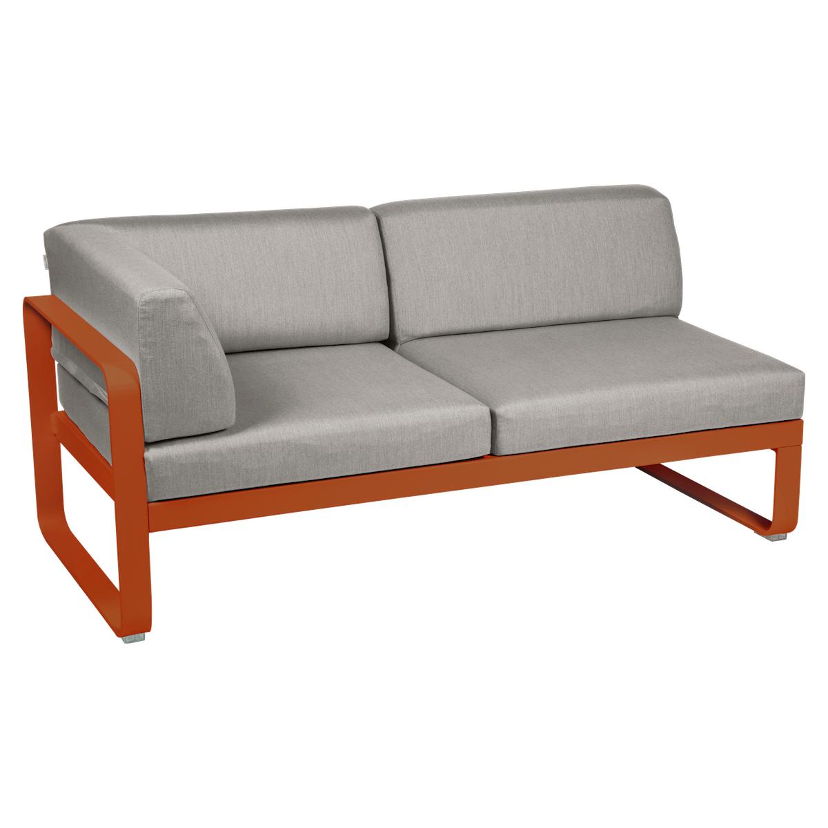 Module d'angle gauche 2 places BELLEVIE Fermob orange confite-taupe grisé