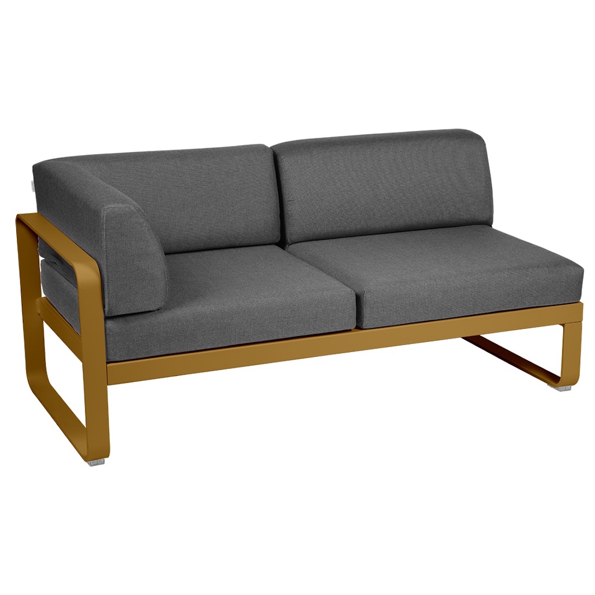 Module d'angle gauche 2 places BELLEVIE Fermob pain d'épices-gris graphite