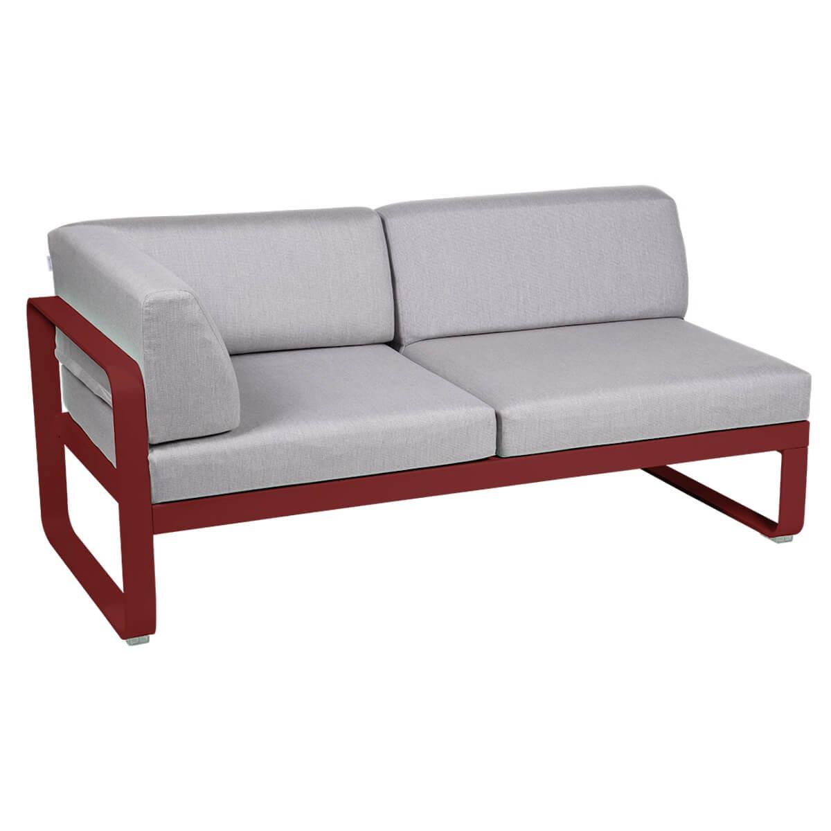 Module d'angle gauche 2 places BELLEVIE Fermob piment-Gris flanelle