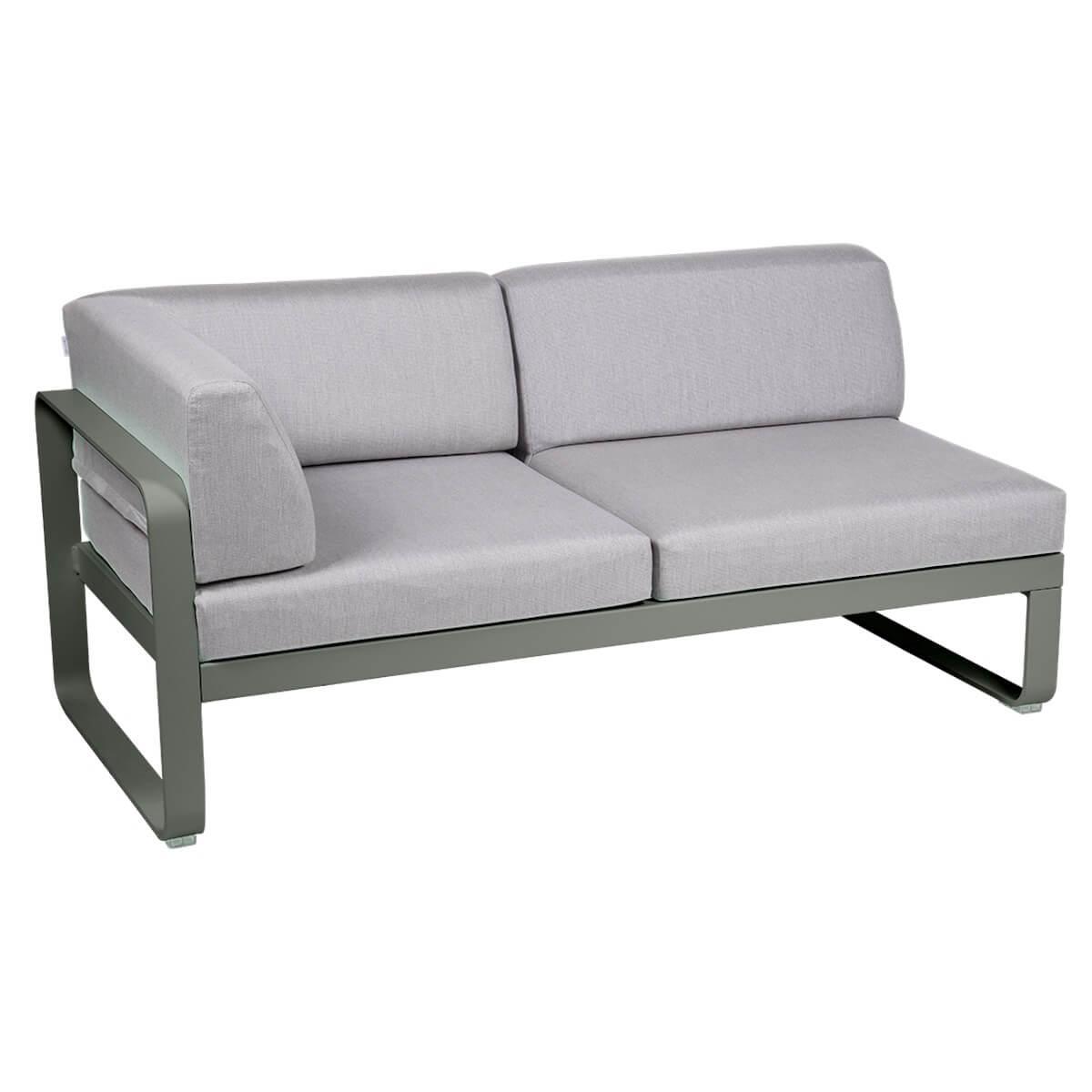 Module d'angle gauche 2 places BELLEVIE Fermob romarin-Gris flanelle