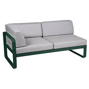 Module d'angle gauche 2 places BELLEVIE Fermob vert cèdre-Gris flanelle