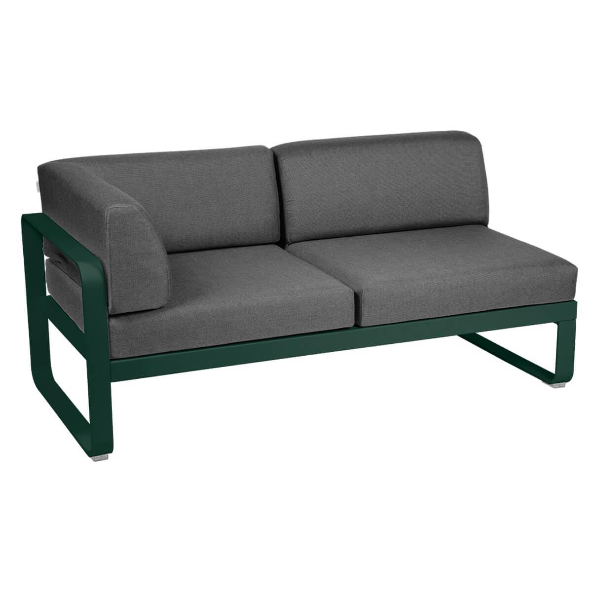 Module d'angle gauche 2 places BELLEVIE Fermob vert cèdre-Gris graphite