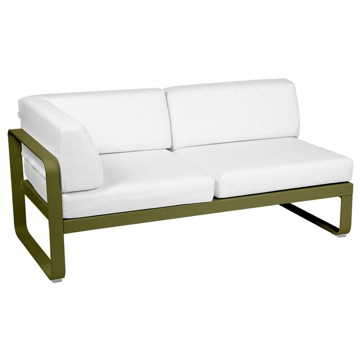 Module d'angle gauche 2 places BELLEVIE Fermob vert pesto-Blanc grisé