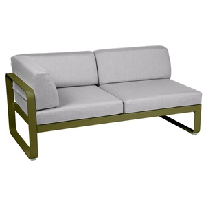Module d'angle gauche 2 places BELLEVIE Fermob vert pesto-gris flanelle