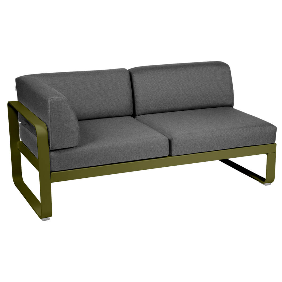 Module d'angle gauche 2 places BELLEVIE Fermob vert pesto-gris graphite