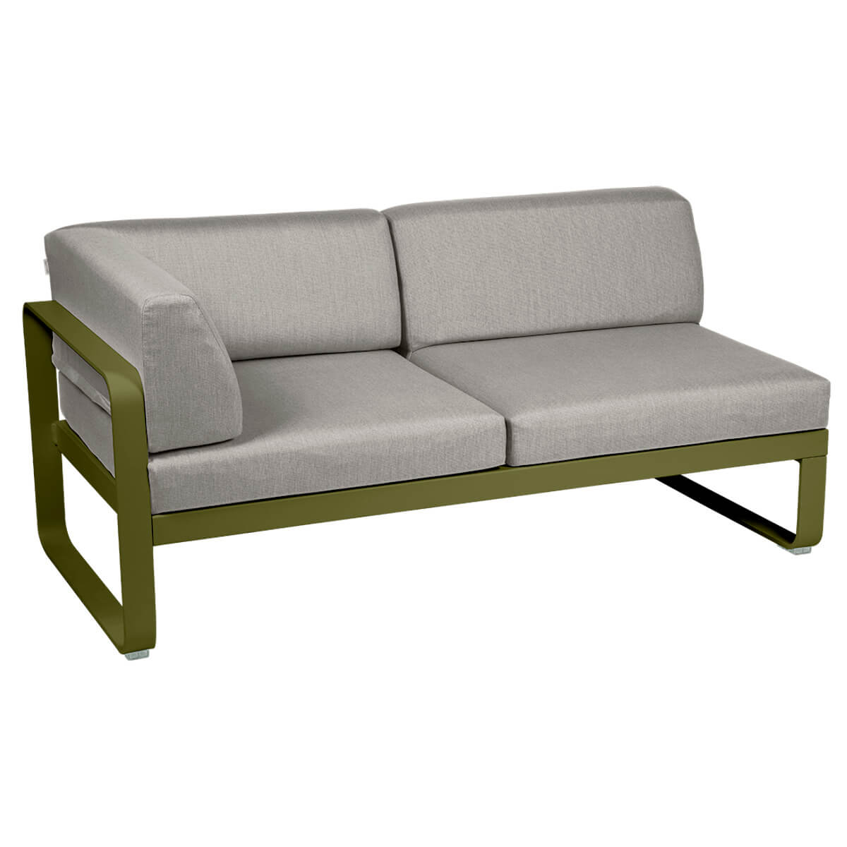 Module d'angle gauche 2 places BELLEVIE Fermob vert pesto-taupe grisé