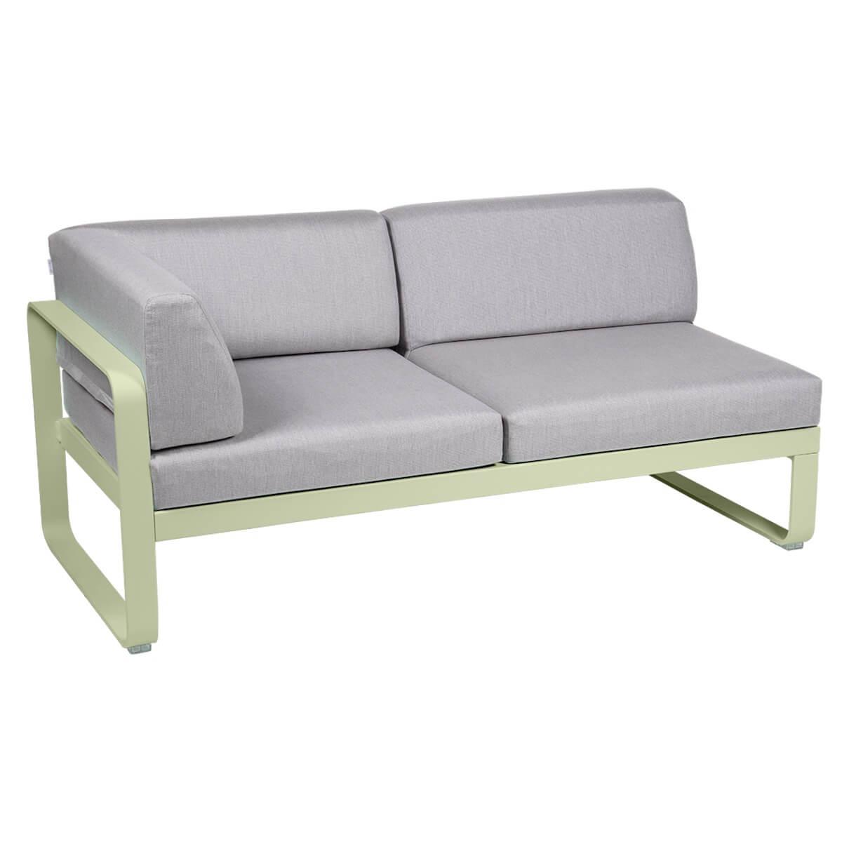 Module d'angle gauche 2 places BELLEVIE Fermob vert tilleul-Gris flanelle