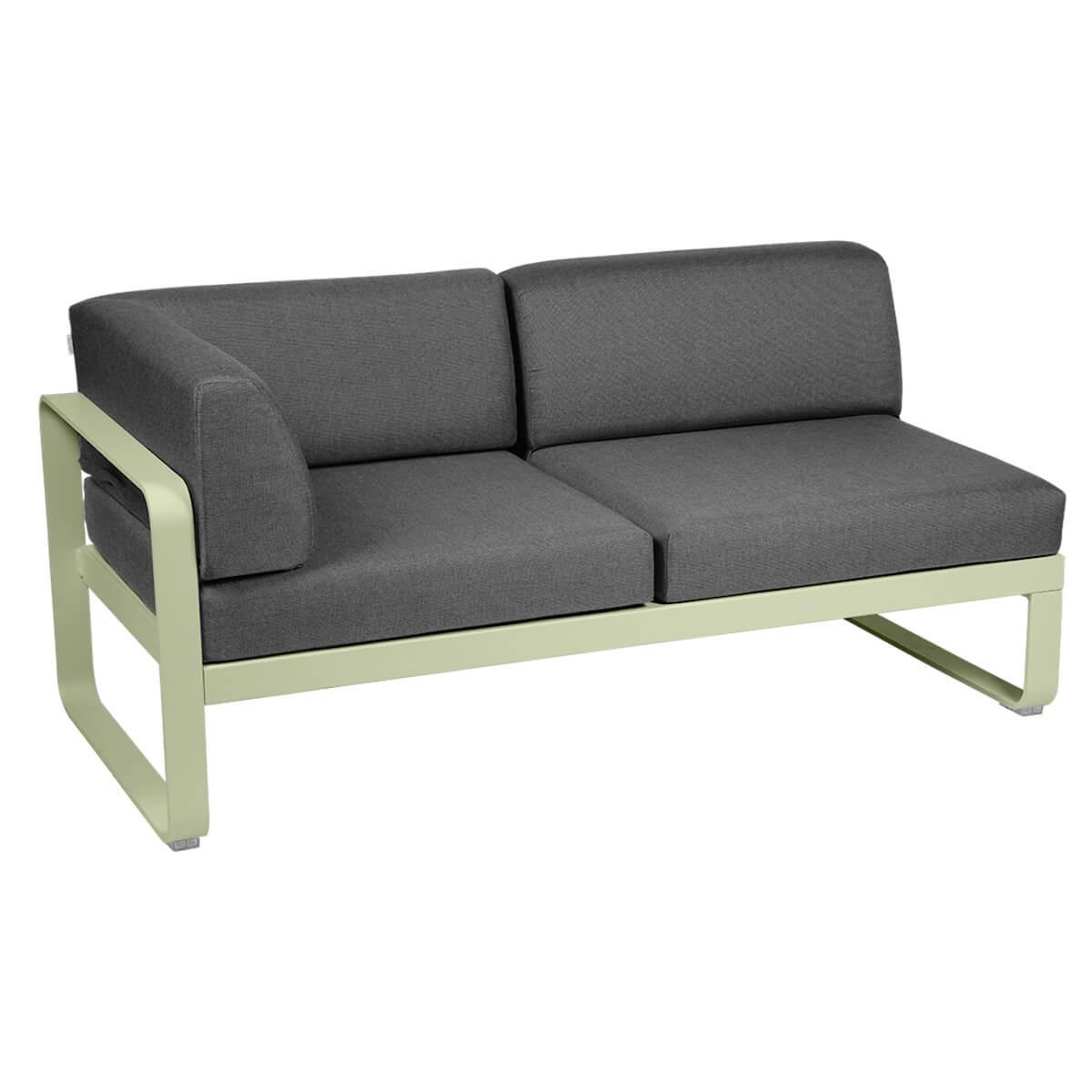 Module d'angle gauche 2 places BELLEVIE Fermob vert tilleul-Gris graphite