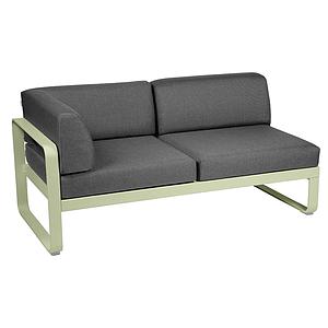 Module d'angle gauche 2 places BELLEVIE Fermob vert tilleul-Gris graphite