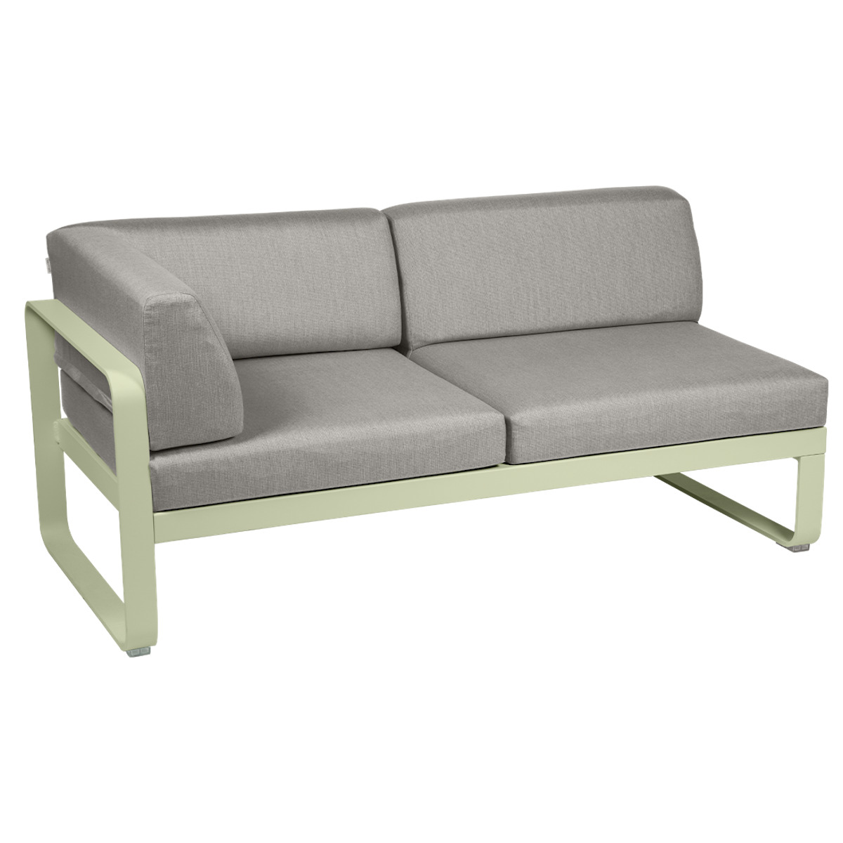 Module d'angle gauche 2 places BELLEVIE Fermob vert tilleul-taupe grisé