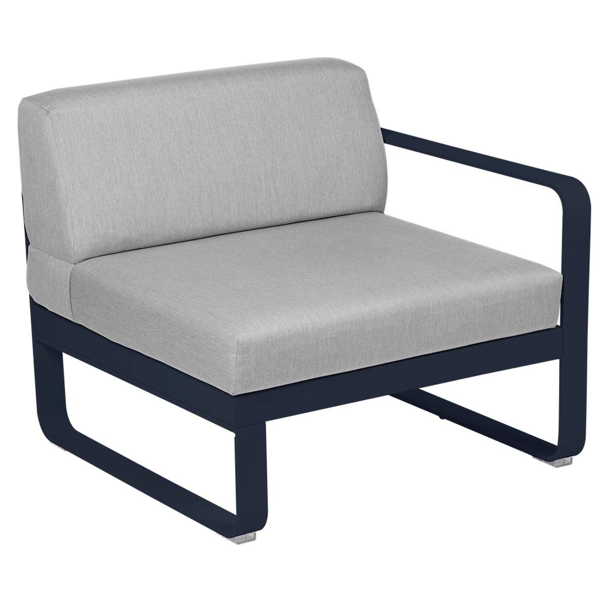 Module droit 1 place BELLEVIE Fermob bleu abysse-Gris flanelle