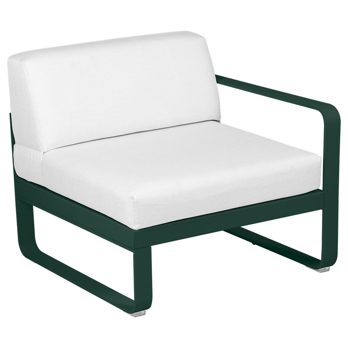 Module droit 1 place BELLEVIE Fermob vert cèdre-Blanc grisé