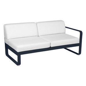 Module droit 2 places BELLEVIE Fermob bleu abysse-blanc grisé