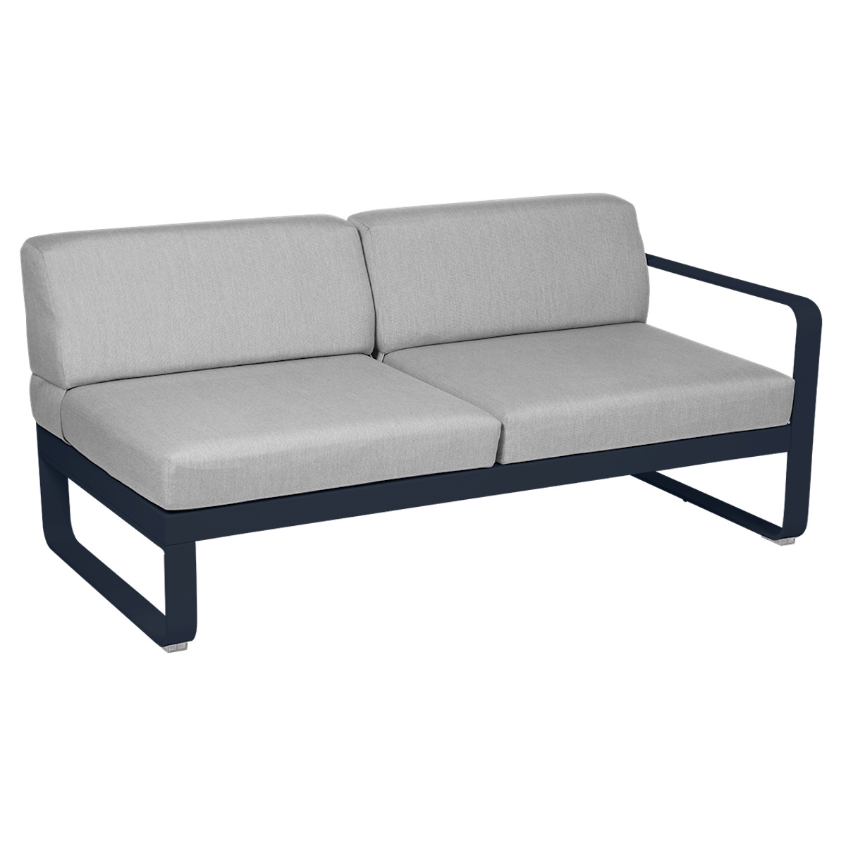 Module droit 2 places BELLEVIE Fermob bleu abysse-gris flanelle