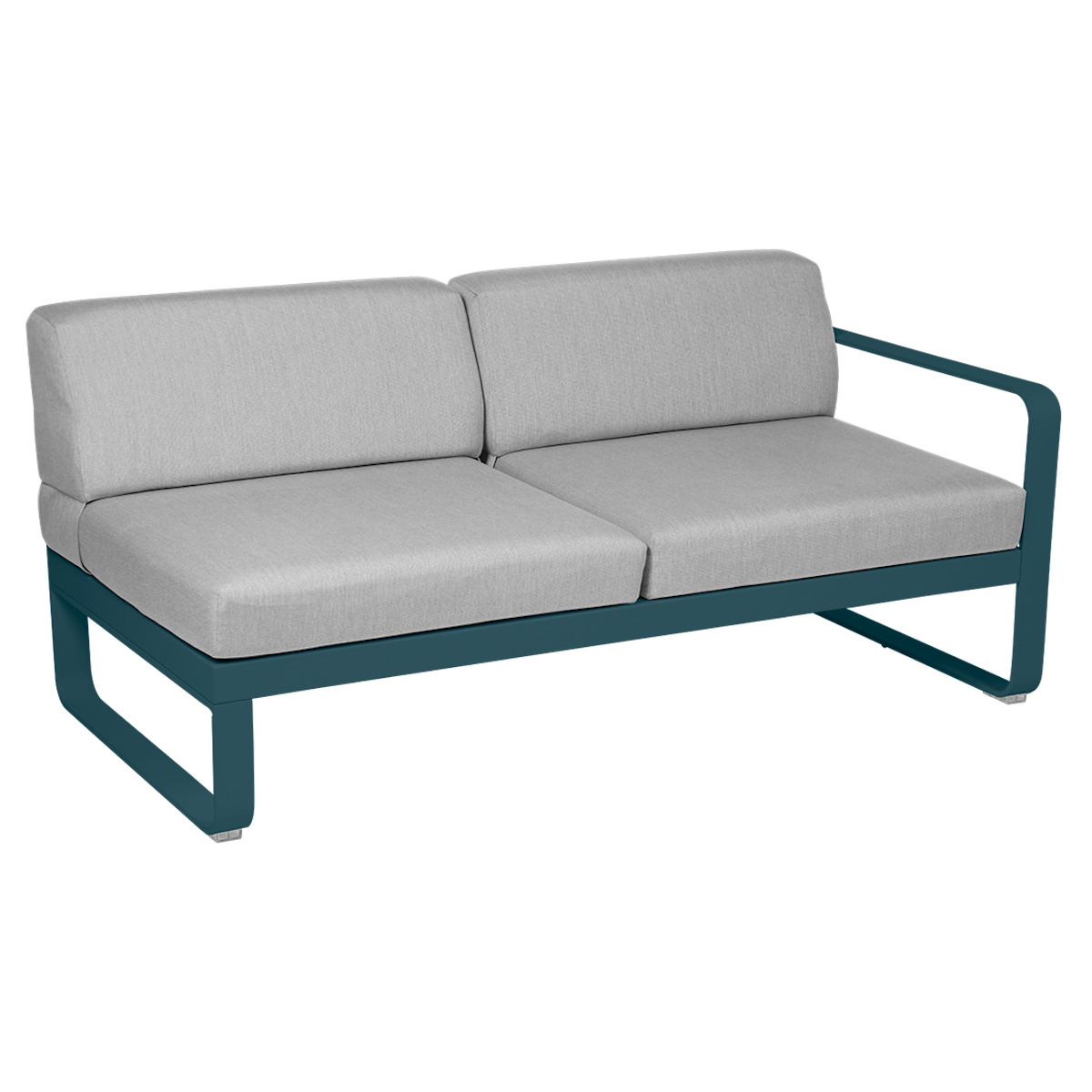 Module droit 2 places BELLEVIE Fermob bleu acapulco-gris flanelle