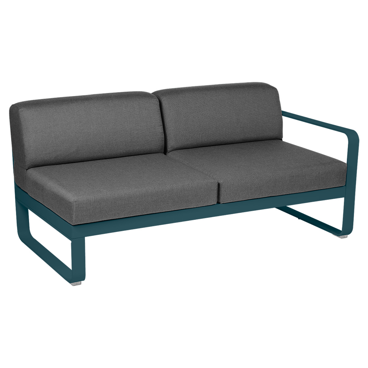 Module droit 2 places BELLEVIE Fermob bleu acapulco-gris graphite