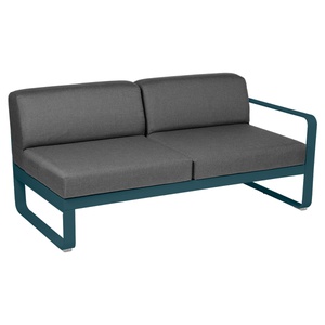 Module droit 2 places BELLEVIE Fermob bleu acapulco-gris graphite