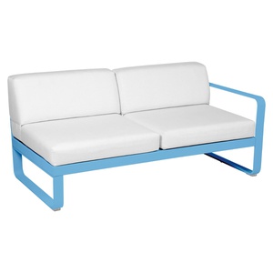 Module droit 2 places BELLEVIE Fermob bleu maya-blanc grisé